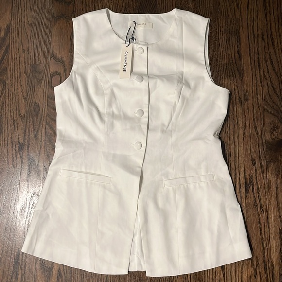 NWT Commense White Button Detail Sleeveless Vest L - Picture 6 of 9
